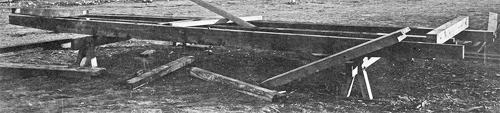 Frame under construction. Laramie, WY shops. Detail from A.J. Russell photograph.